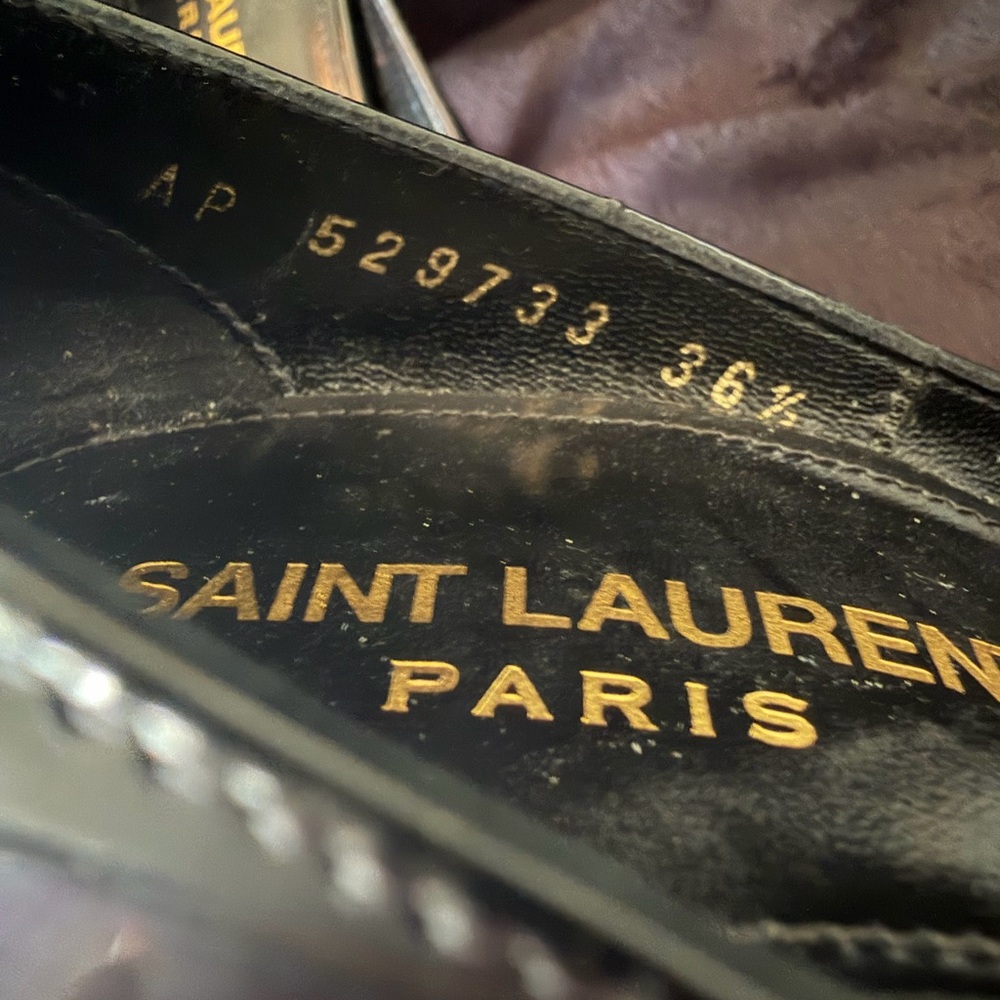 Saint Laurent Black Patent Pointed-Toe Stiletto Pumps Size 36 1/2 - Picture 4 of 8